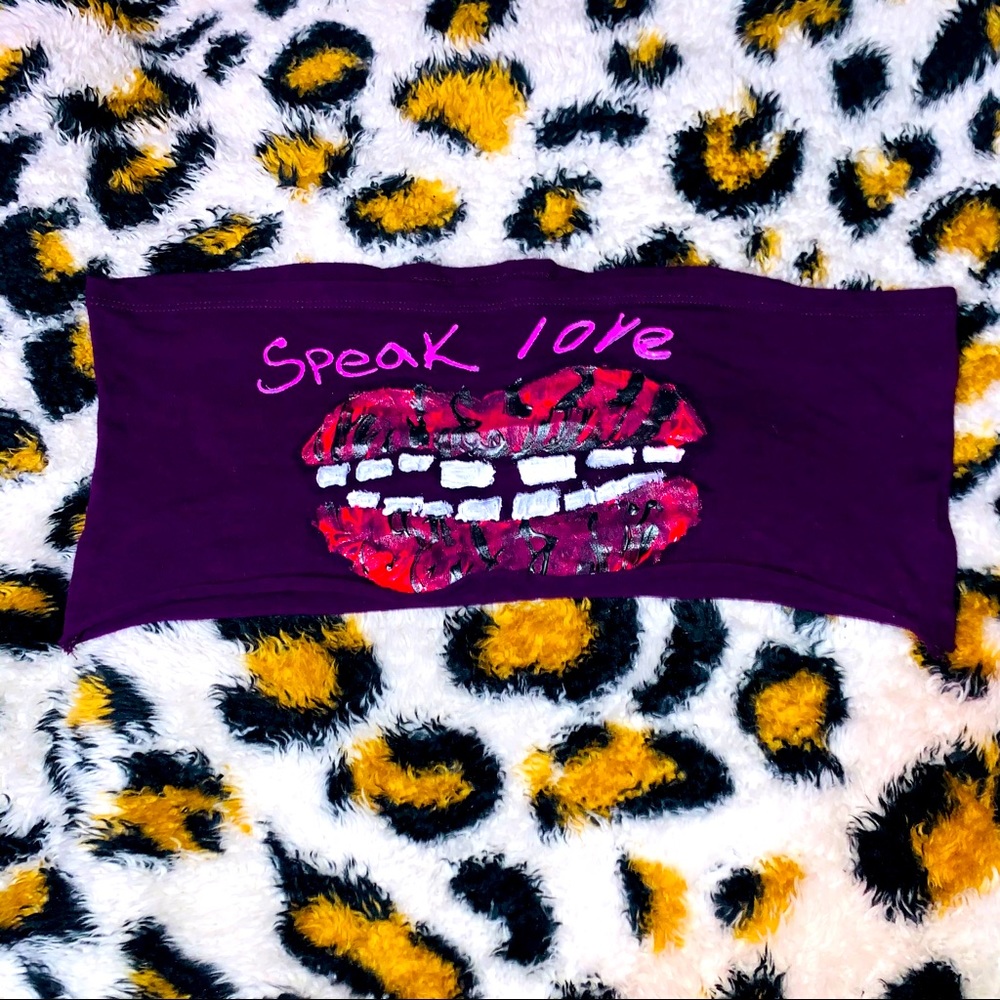 (SOLD) ORIGINAL “speak love” PURPLE TUBE TOP💜